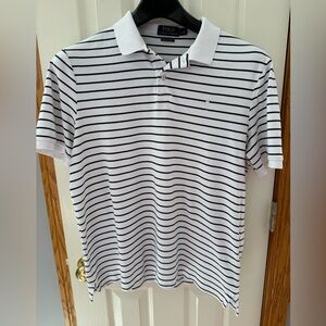 Polo Ralph Lauren | Size Large | Men's White Striped Polo Short Sleeve Pima Soft